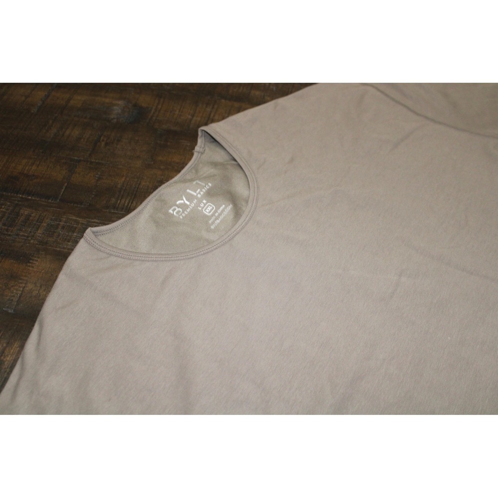 BYLT LUX Shirt Mens 2XL Olive Green Short Sleeve Curved Hem Premium Basic Tee